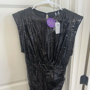 Brand new black sequence dress, size small from Windsor. Open back.